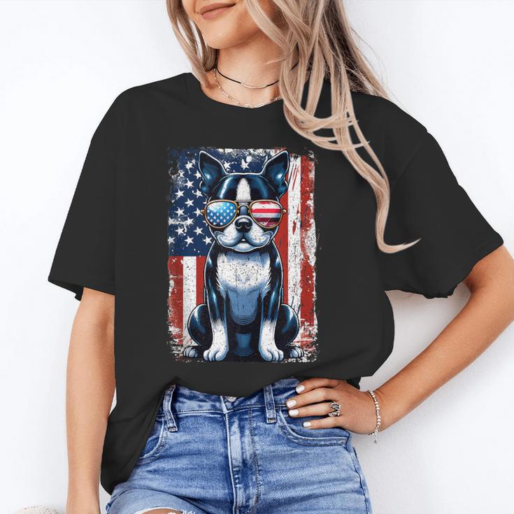 Vintage Boston Terrier Dog American USA US Flag Pets Lovers Tank Top Unisex T-Shirt, American Boston Terrier Shirts, funny gift