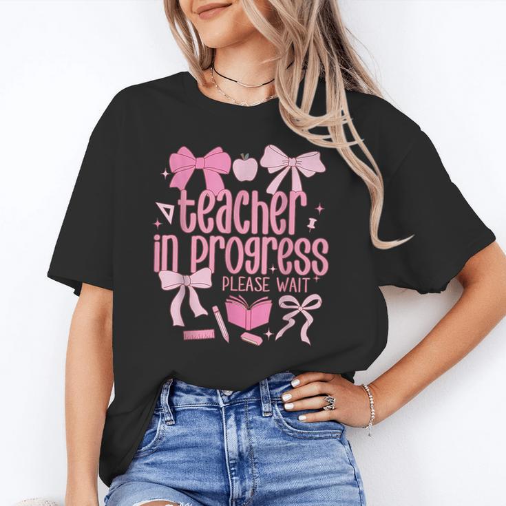 Women Teacher In Progress Coquette Pink Bow Future Teacher Unisex T-Shirt, Future Teacher Shirts, funny gift Women Teacher In Progress Coquette Pink Bow Future Teacher Unisex T-Shirt, Future Teacher Shirts, funny gift