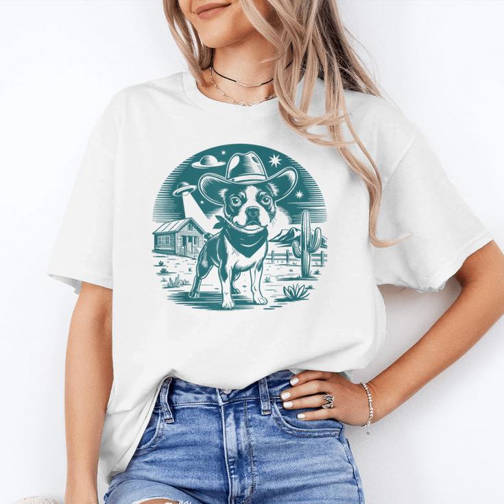 Boston Terrier Cowboy UFO Shirt Vintage Western Dog Mom Tee Unisex T-Shirt, Boston Terrier Mom Shirts, funny gift