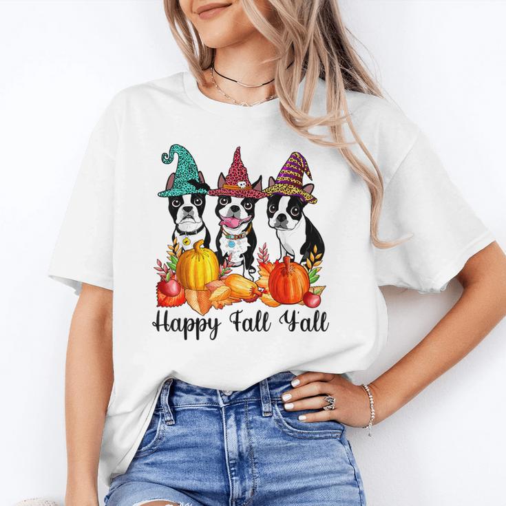 Boston Terrier Dog Lover Fall Ya'Ll Halloween Costume Men Women Unisex T-Shirt, Boston Terrier Halloween Shirts, funny gift