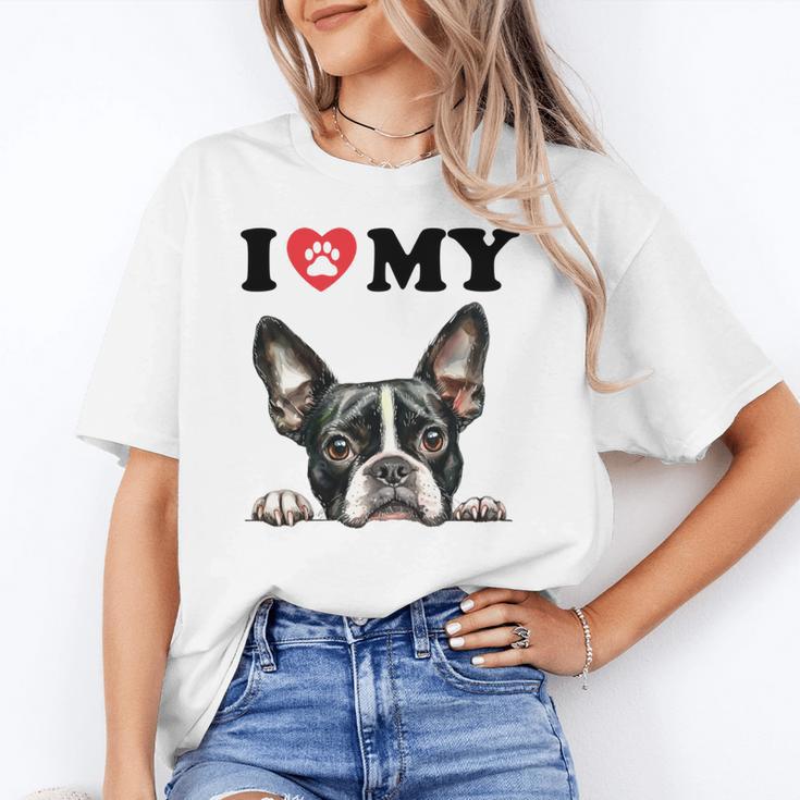 Boston Terrier I Heart My Dog Dog Lover Unisex T-Shirt, funny gift