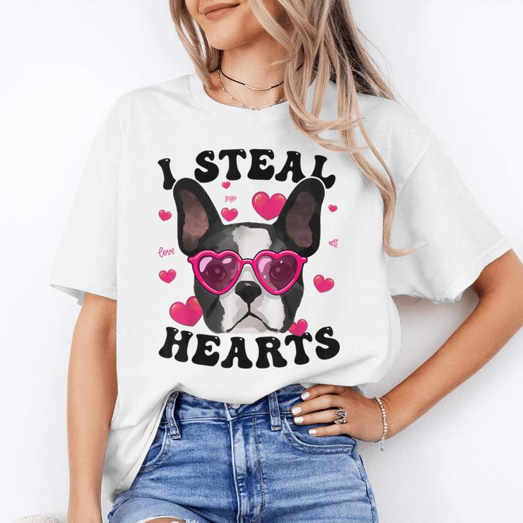 Boston Terrier Heart Glasses Girls Bostie Valentines Day Unisex T-Shirt, funny gift