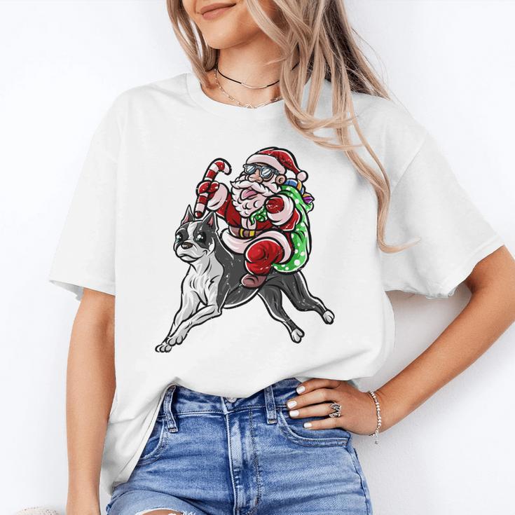 Boston Terrier Santa Claus Hat Merry Christmas Dog X-Mas Unisex T-Shirt, Boston Terrier Christmas Shirts, funny gift