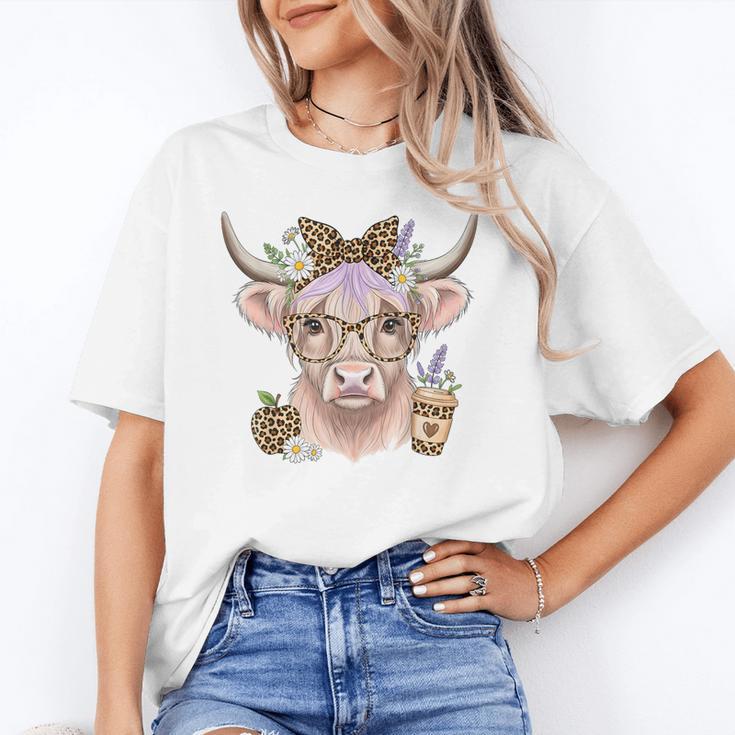 Cute Floral Highland Cow Back To School For Women Teacher Unisex T-Shirt, funny gift Cute Floral Highland Cow Back To School For Women Teacher Unisex T-Shirt, funny gift