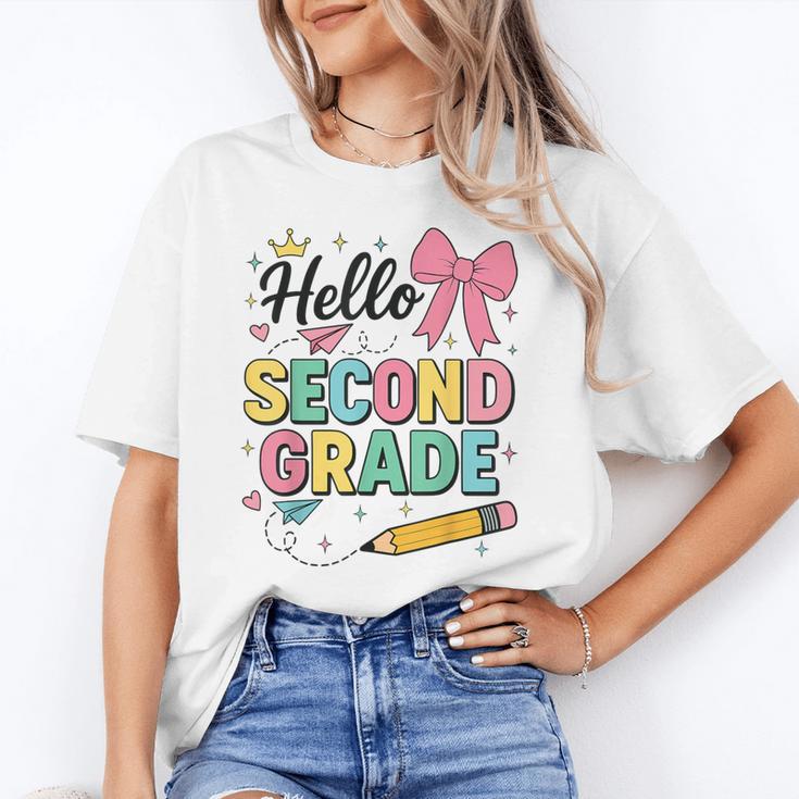 Cute Hello Second Grade Back To School Coquette Teacher Girl Unisex T-Shirt, funny gift