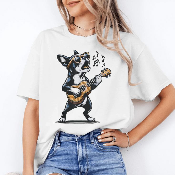 Dog Playing Guitar Singing Boston Terrier For Men Women Girls Kids Unisex T-Shirt, funny gift