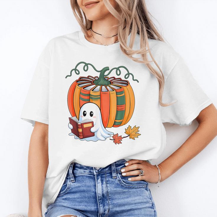 Fall Book Pumpkin Books Ghost Reading Halloween Teacher Unisex T-Shirt, funny gift Fall Book Pumpkin Books Ghost Reading Halloween Teacher Unisex T-Shirt, funny gift