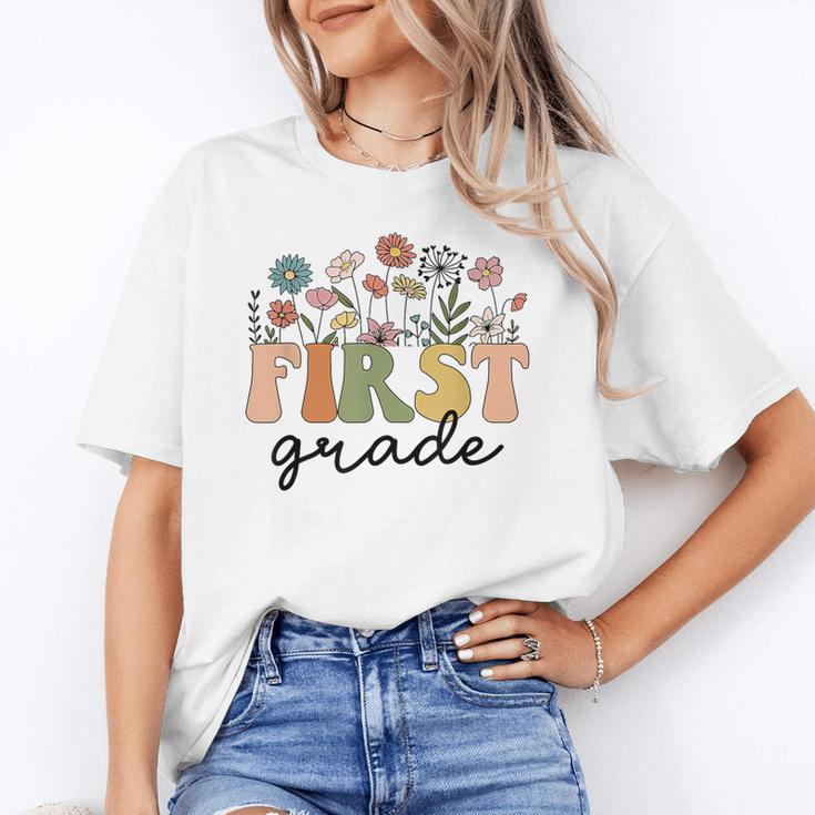 First Grade Teacher Wildflower Back To School Floral Outfits Unisex T-Shirt, First Grade Teacher Shirts, funny gift