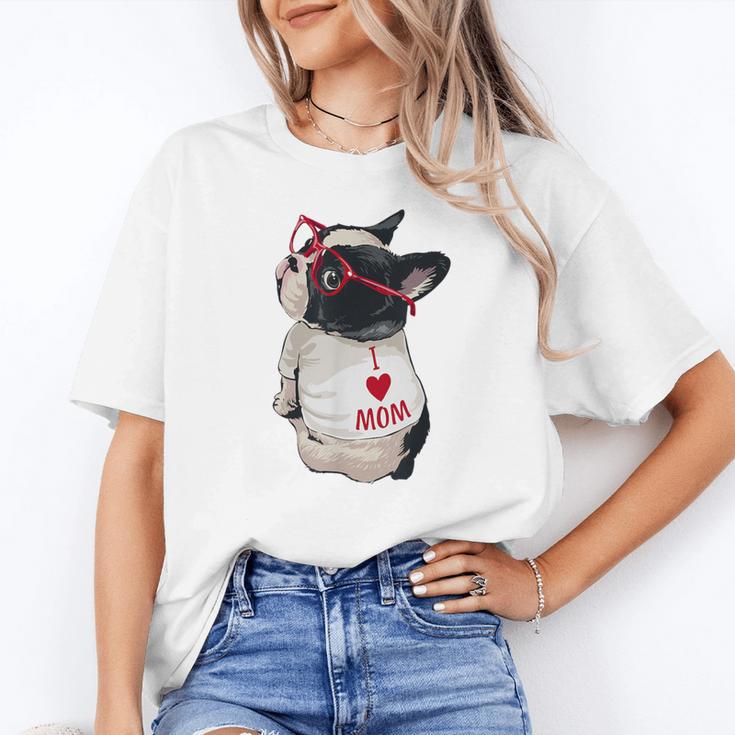 Girls I Heart Mom Love Mama Boston Terrier Dog Lover Unisex T-Shirt, Boston Terrier Mom Shirts, funny gift