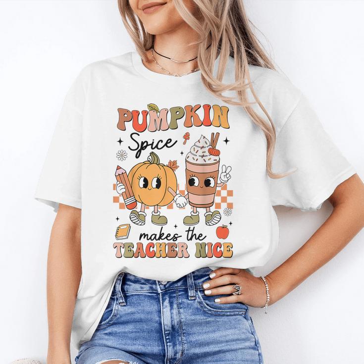 Groovy Pumpkin Spice Makes Teacher Nice Fall Thanksgiving Unisex T-Shirt, Groovy Teacher Shirts, funny gift Groovy Pumpkin Spice Makes Teacher Nice Fall Thanksgiving Unisex T-Shirt, Groovy Teacher Shirts, funny gift