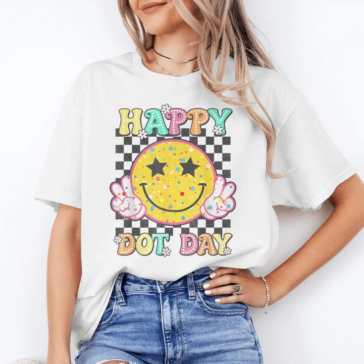 Happy Dot Day Hippie Flowers Smile Face Groovy Teacher Kids Unisex T-Shirt, Groovy Teacher Shirts, funny gift