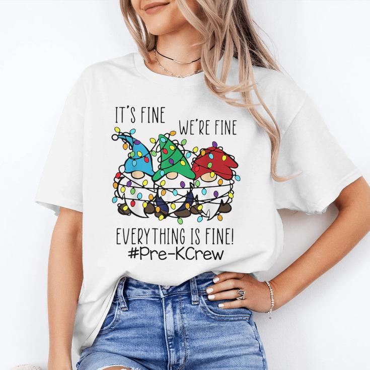 It's Fine We'Re Fine Gnome Pre-K Teacher Christmas Light For Men Women Unisex T-Shirt, funny gift