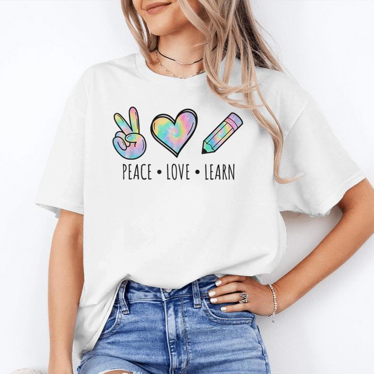 Peace Love Learn Tie Dye Teacher Kids 100th Days Of School Unisex T-Shirt, funny gift Peace Love Learn Tie Dye Teacher Kids 100th Days Of School Unisex T-Shirt, funny gift