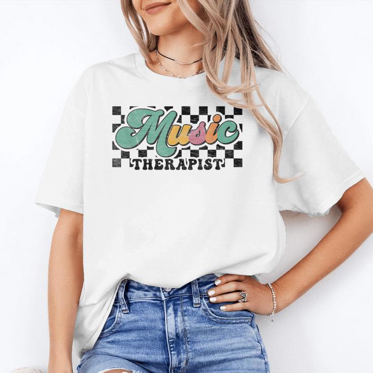 Retro Checkered Music Therapist Squad Music Therapy Teacher For Men Women Unisex T-Shirt, funny gift