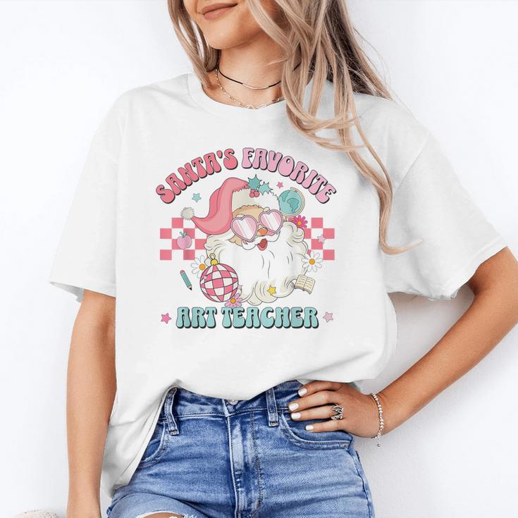 Retro Pink Christmas Santa's Favorite Art Teacher Artist Unisex T-Shirt, funny gift
