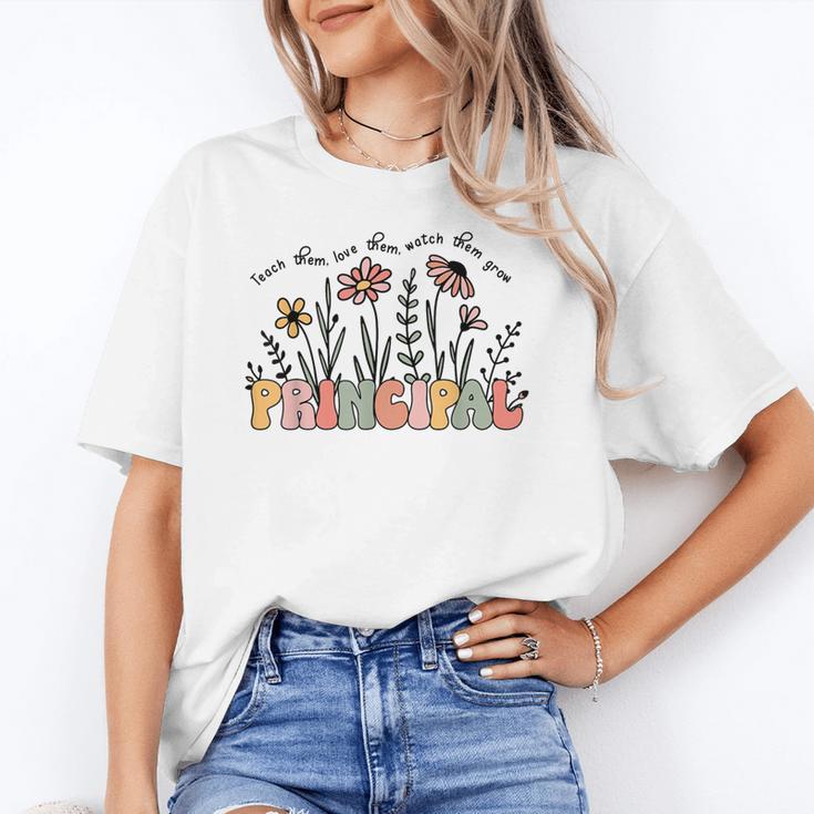 Retro Vintage Floral Principal Shirt For Women Teachers Day Unisex T-Shirt, funny gift