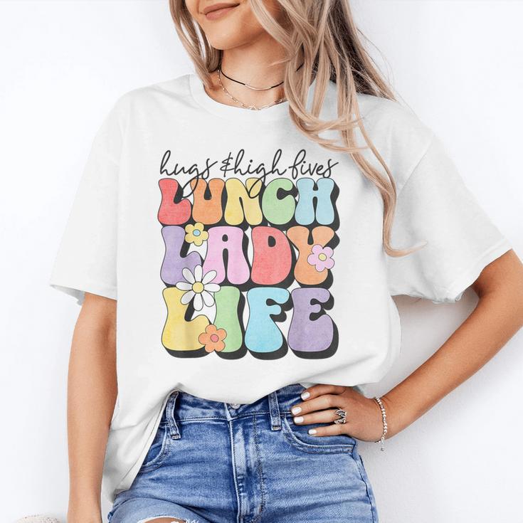 Soul Bleach Teacher Staff First Day Of School Last Hugs & High Fives Lunch Lady Vibes Blue Classic Fit Unisex T-Shirt, funny gift