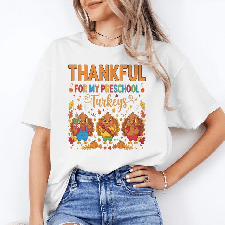 Teach Thanksgiving Teacher Thankful For My Preschool Turkeys Unisex T-Shirt, funny gift