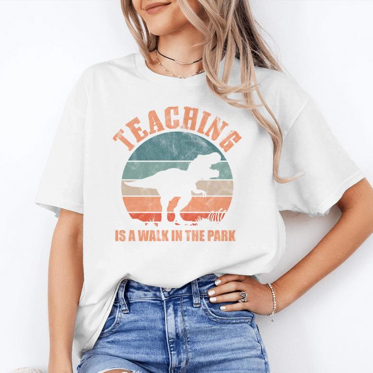 Teaching Is A Walk In The Park Teacher T-Rex Retro Unisex T-Shirt, funny gift