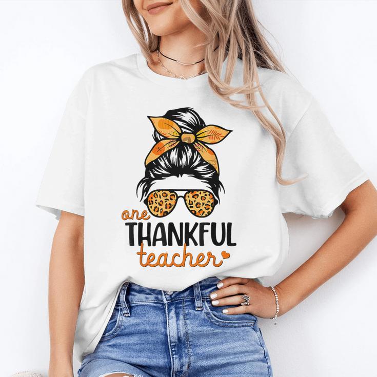 Thanksgiving Shirt Teacher Women Messy Bun Thankful Teacher Unisex T-Shirt, funny gift Thanksgiving Shirt Teacher Women Messy Bun Thankful Teacher Unisex T-Shirt, funny gift