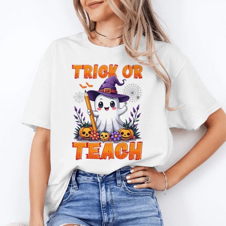 Trick Or Teach Teacher Halloween Ghost Pencil Floral Unisex T-Shirt, funny gift Trick Or Teach Teacher Halloween Ghost Pencil Floral Unisex T-Shirt, funny gift