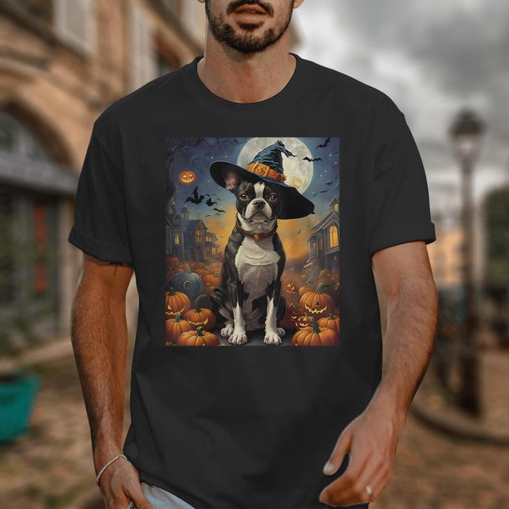 Aesthetic Halloween Boston Terrier Dog Witch Pumpkin For Men Women Kids Unisex T-Shirt, Boston Terrier Halloween Gifts, funny design