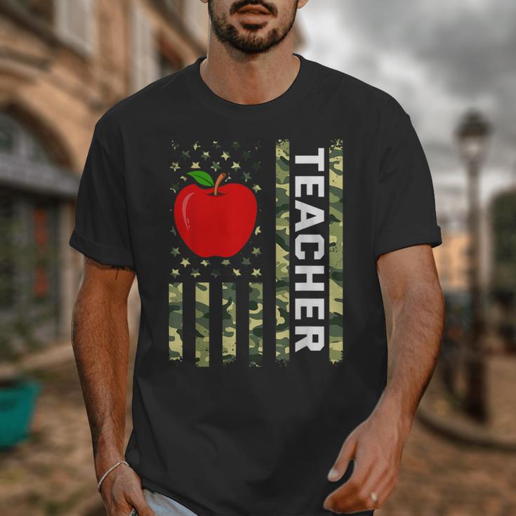 American Flag Camouflage Teacher Patriotic 4th Of July Unisex T-Shirt, funny design