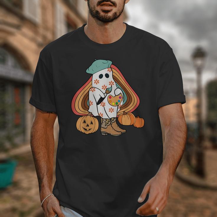 Art Teacher Painting Brushes Retro Pumpkin Ghost Artist Unisex T-Shirt, funny design Art Teacher Painting Brushes Retro Pumpkin Ghost Artist Unisex T-Shirt, funny design