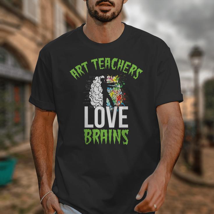 Art Teachers Love Brains Shirt Halloween Zombie Teaching Tee Men Women Kids Unisex T-Shirt, funny design