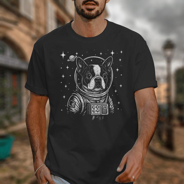 Astronaut Boston Terrier Space Galaxy Dog Lovers Unisex T-Shirt, funny design