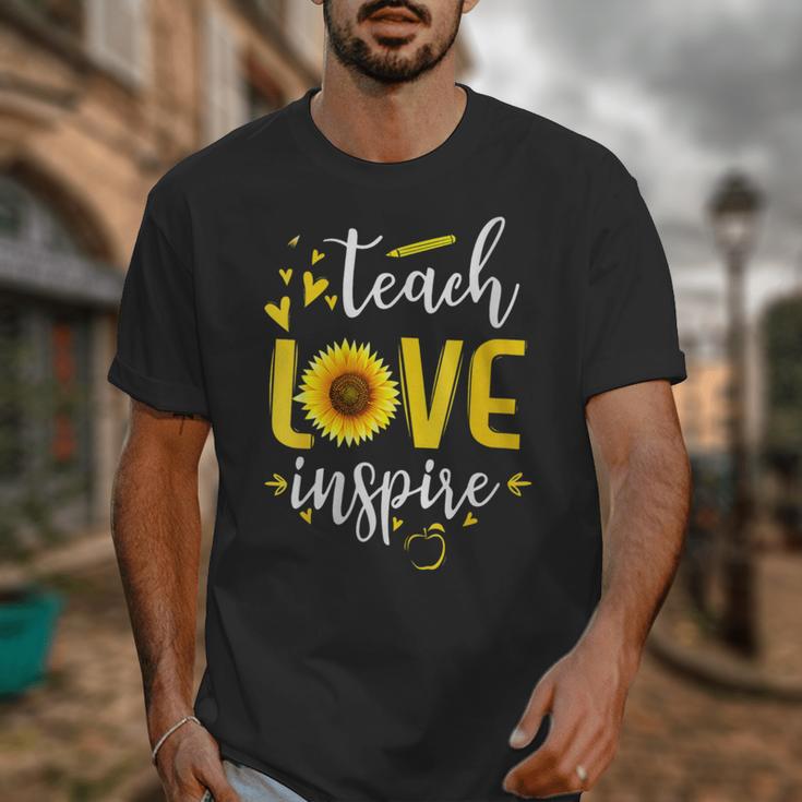Back To School Teach Love And Inspire Teacher Sunflower Unisex T-Shirt, funny design Back To School Teach Love And Inspire Teacher Sunflower Unisex T-Shirt, funny design