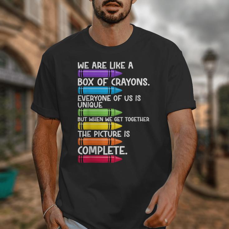 Back To School Teacher We Are Like A Box Of Crayons Unisex T-Shirt, funny design Back To School Teacher We Are Like A Box Of Crayons Unisex T-Shirt, funny design