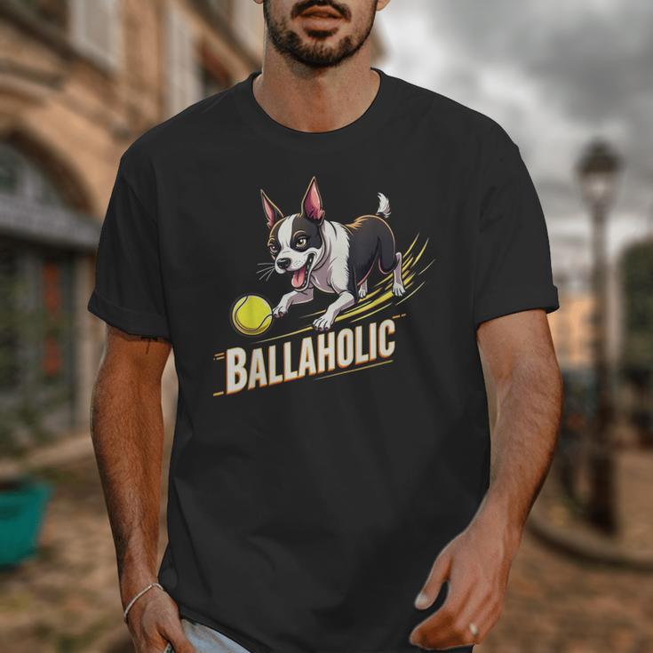 Ballaholic Boston Terrier Dog Chasing Bostie Ball Unisex T-Shirt, funny design
