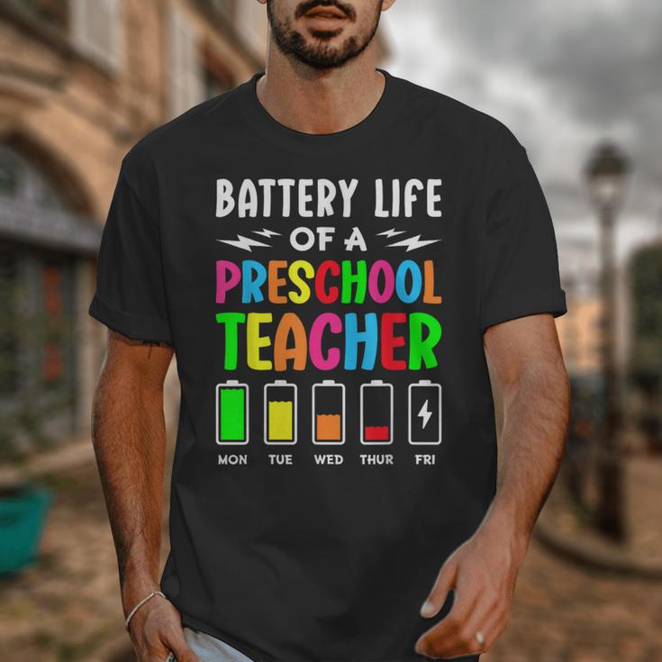 Battery Life Of a Preschool School Teacher School Week Unisex T-Shirt, funny design Battery Life Of a Preschool School Teacher School Week Unisex T-Shirt, funny design