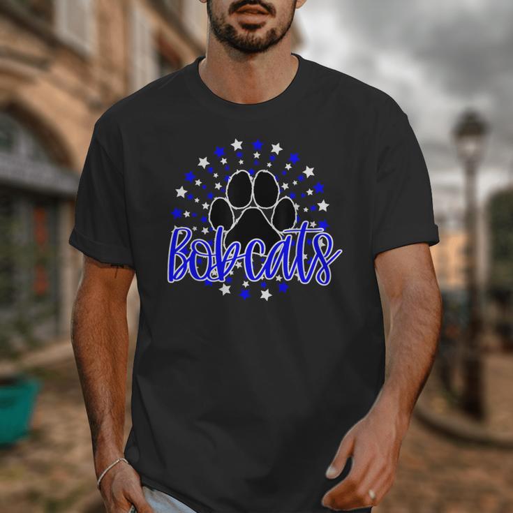 Blue Bobcats School Spirit Coquette Bow Mascot Teacher Unisex T-Shirt, funny design