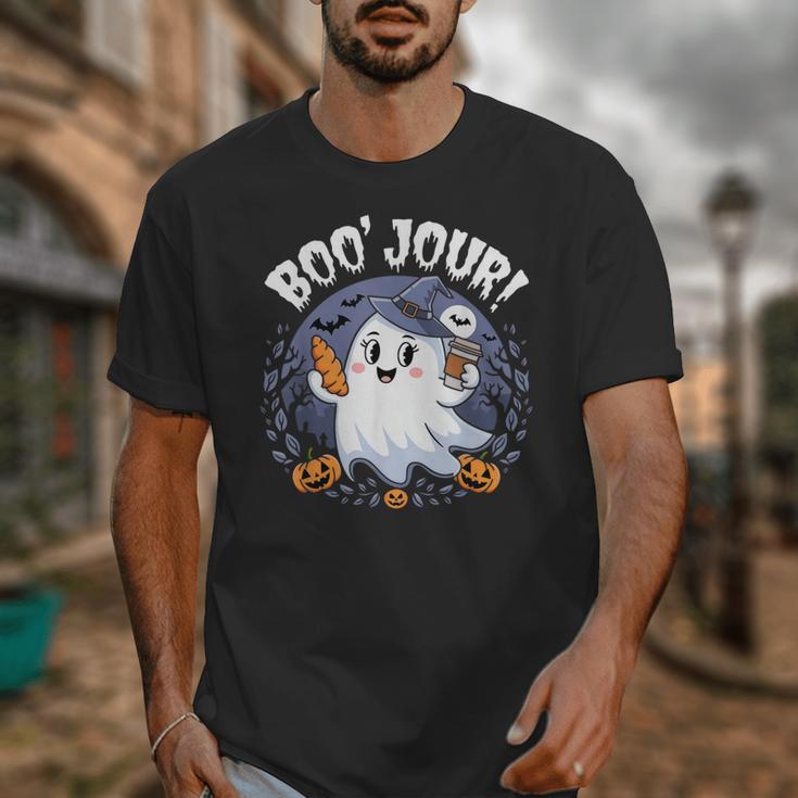 Boo Jour Ghost Halloween French Teacher Cute Coffe Croissant Unisex T-Shirt, funny design Boo Jour Ghost Halloween French Teacher Cute Coffe Croissant Unisex T-Shirt, funny design