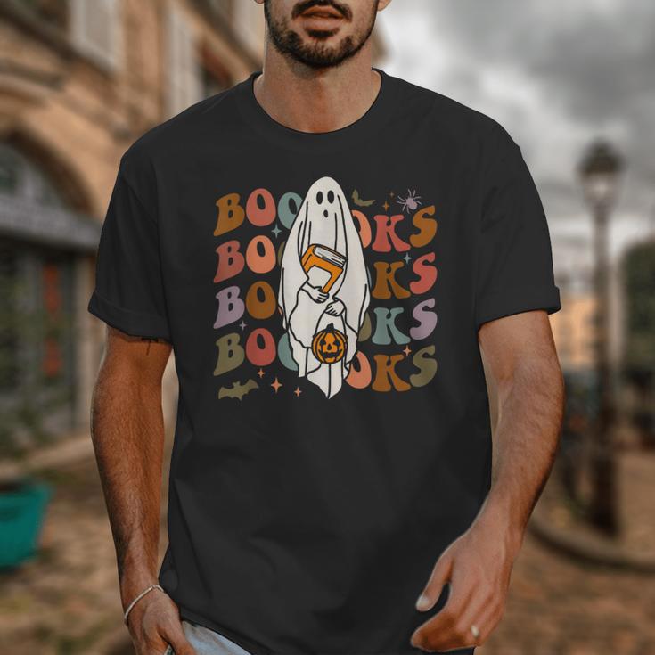 Booooks Ghost Halloween Groovy Vintage Teacher Book Reading Unisex T-Shirt, Groovy Teacher Gifts, funny design Booooks Ghost Halloween Groovy Vintage Teacher Book Reading Unisex T-Shirt, Groovy Teacher Gifts, funny design