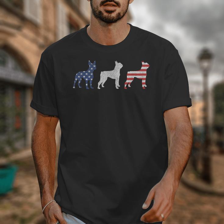 Boston Terrier 4th Of July Dog Patriotic USA Flag Man Woman Unisex T-Shirt, Patriotic Boston Terrier Gifts, Boston Terrier 4th Of July Gifts, funny design