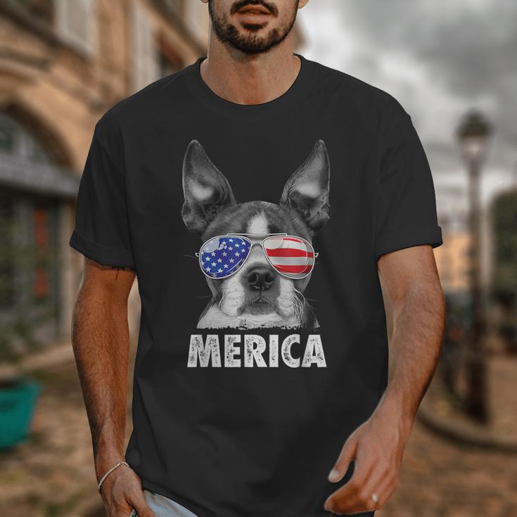 Boston Terrier 4th Of July Merica Men Women USA Flag Vintage Unisex T-Shirt, Boston Terrier 4th Of July Gifts, funny design