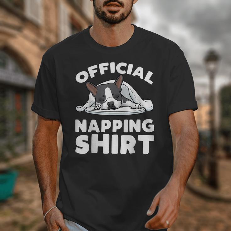 Boston Terrier Dog Official Sleeping Shirt Men Women Kids Unisex T-Shirt, funny design