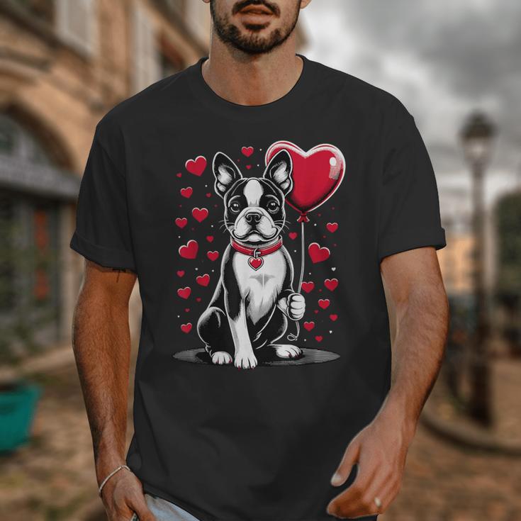 Boston Terrier Dog Valentine's Day Dog Owner Valentine Unisex T-Shirt, funny design
