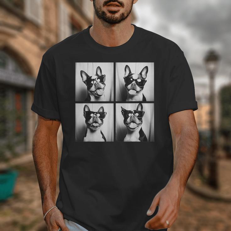 Boston Terrier Dogs With Sunglasses Photo Pets Meme Unisex T-Shirt, funny design