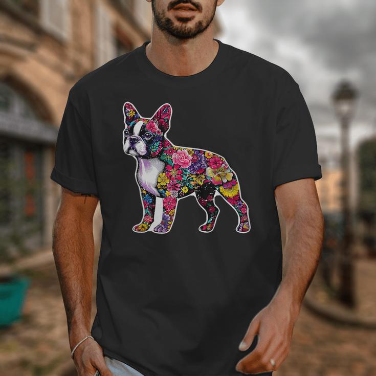 Boston Terrier Floral Dog Lover Vintage Distressed For Men Women Kids Unisex T-Shirt, funny design
