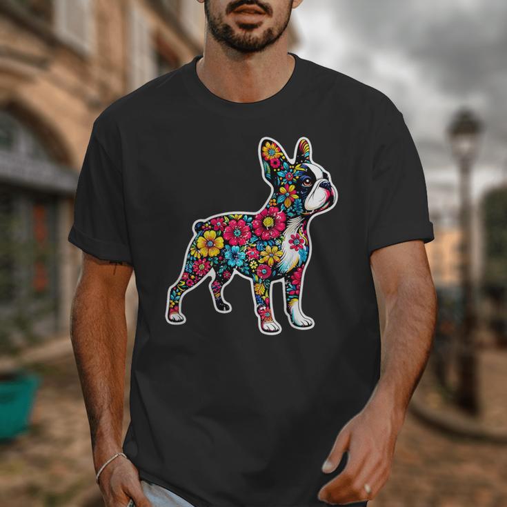 Boston Terrier Floral Vintage Dog Mom Distressed Men Women Kids Unisex T-Shirt, Couple Gifts, Mom Gifts, Boston Terrier Mom Gifts, funny design