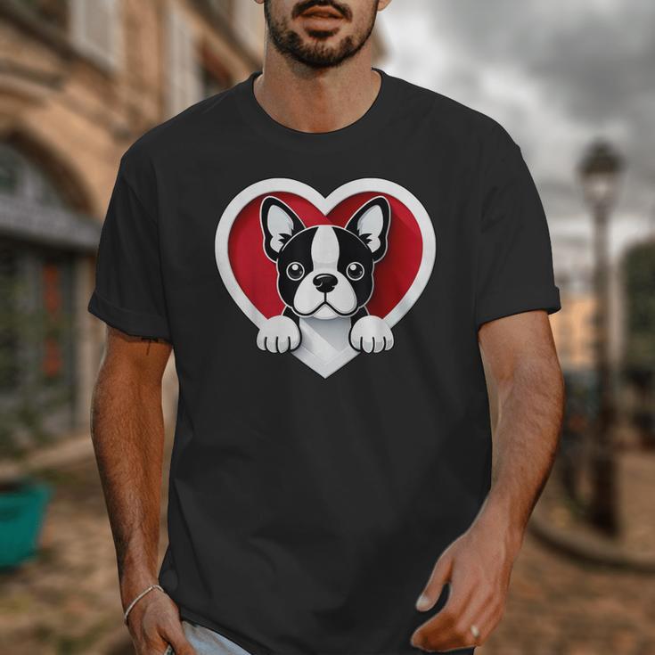 Boston Terrier Heart Cute Puppy Lover Or Dog Owner Unisex T-Shirt, funny design