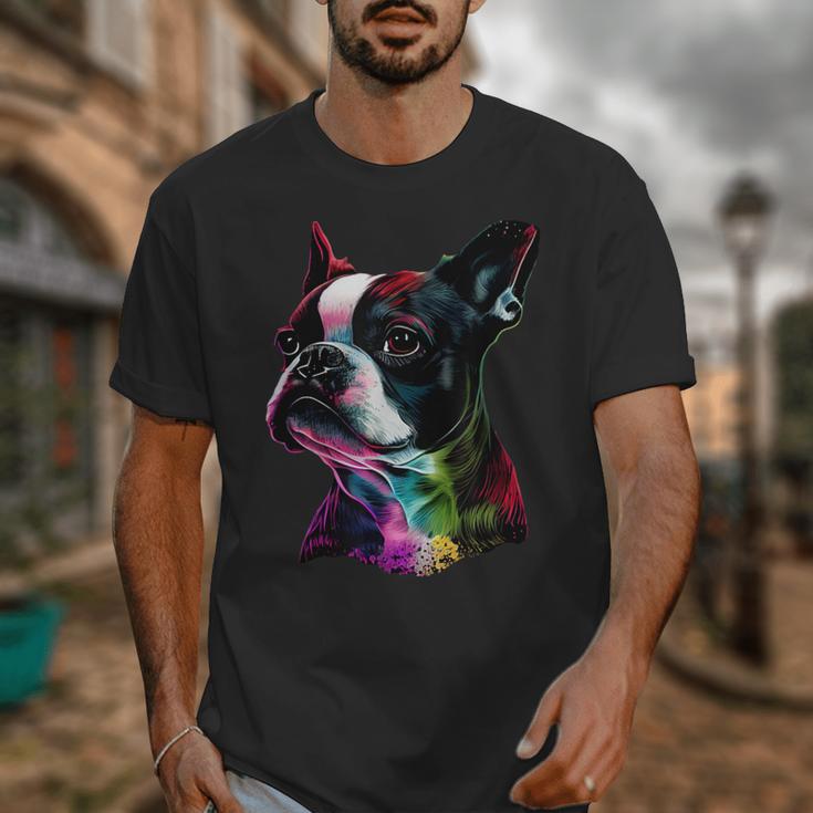 Boston Terrier Lovers Colorful Pop Art Boston Terrier Unisex T-Shirt, funny design