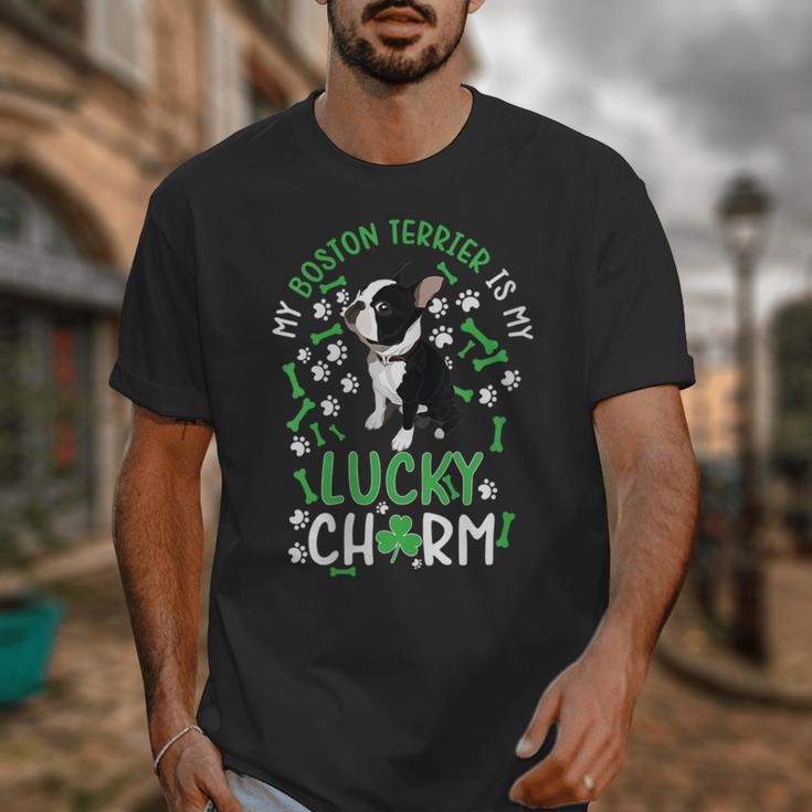 My Boston Terrier Is My Lucky Charm Paw Dog St Patrick's Day Unisex T-Shirt, funny design