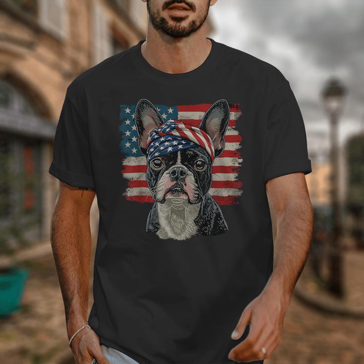 Boston Terrier Patriotic 4th Of July USA American Flag Unisex T-Shirt, Patriotic Boston Terrier Gifts, American Boston Terrier Gifts, Boston Terrier 4th Of July Gifts, funny design