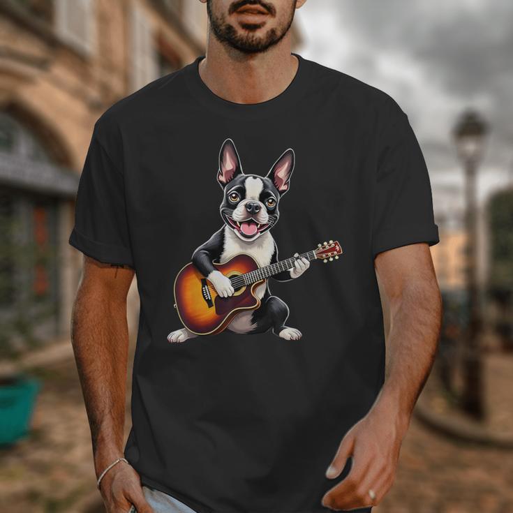 Boston Terrier Playing Guitar Boston Terrier Unisex T-Shirt, funny design