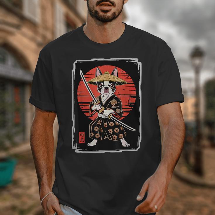 Boston Terrier Samurai Ninja Vintage Anime Japanese Ukiyo-e Unisex T-Shirt, funny design